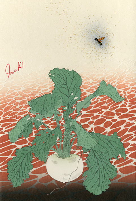 木版画「春はどこ」 立原位貫